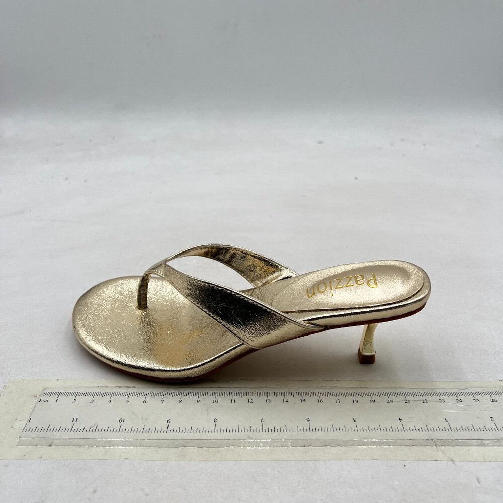 Pazzion Gold Open Toe Flip Flop Slip On Low Heel Thong Sandal Comfortable Shoes